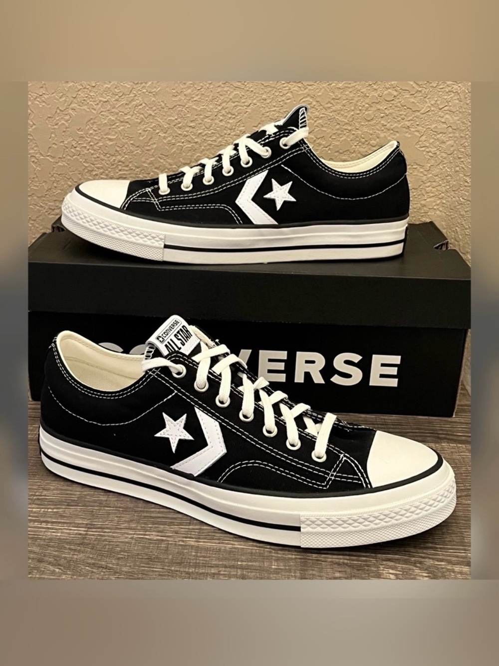 Converse Star Player 76 Premium Canvas Black & White Color Men's- Size 10.5